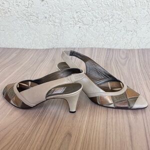Venezia Beige and Tan Geometric Heels